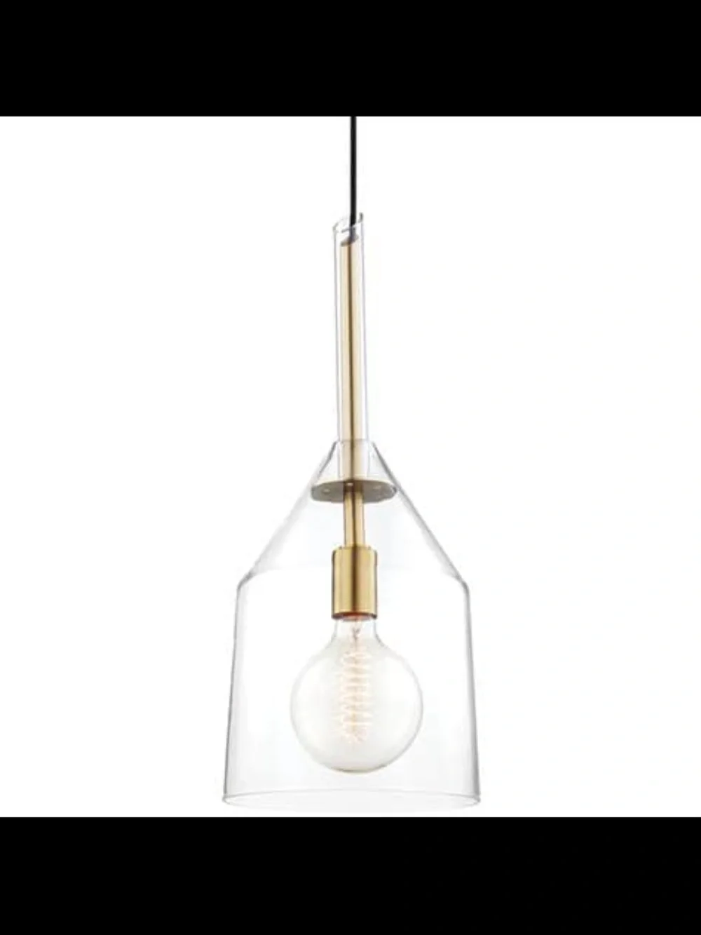 Glass Pendant Light with Brass Accent - Clear